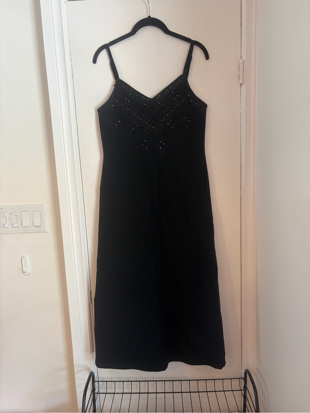 Black sparkly V-Neck denim Dress